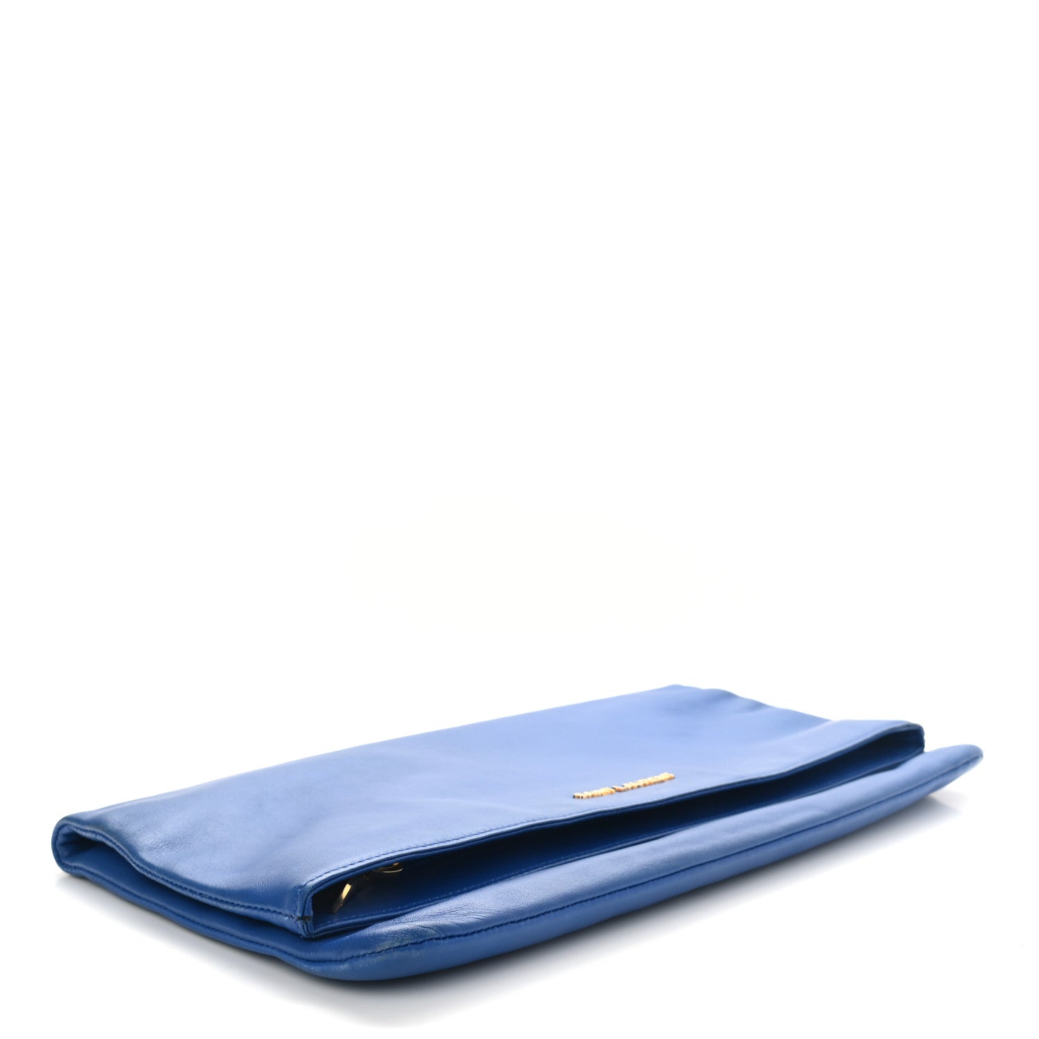 Saint Laurent Smooth Calfskin Letters Fold-Over Clutch Blue 4 of 8