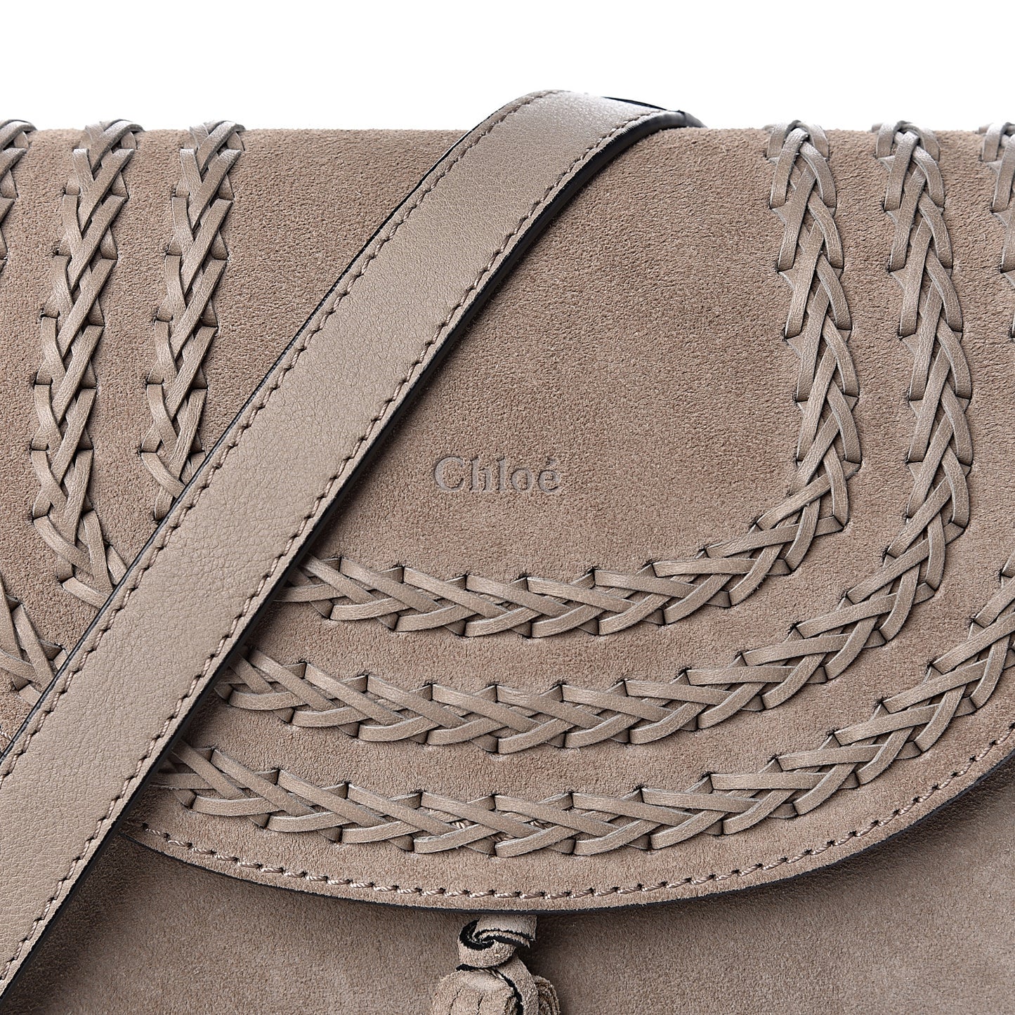 Suede Braided Small Hudson Shoulder Bag Motty Grey