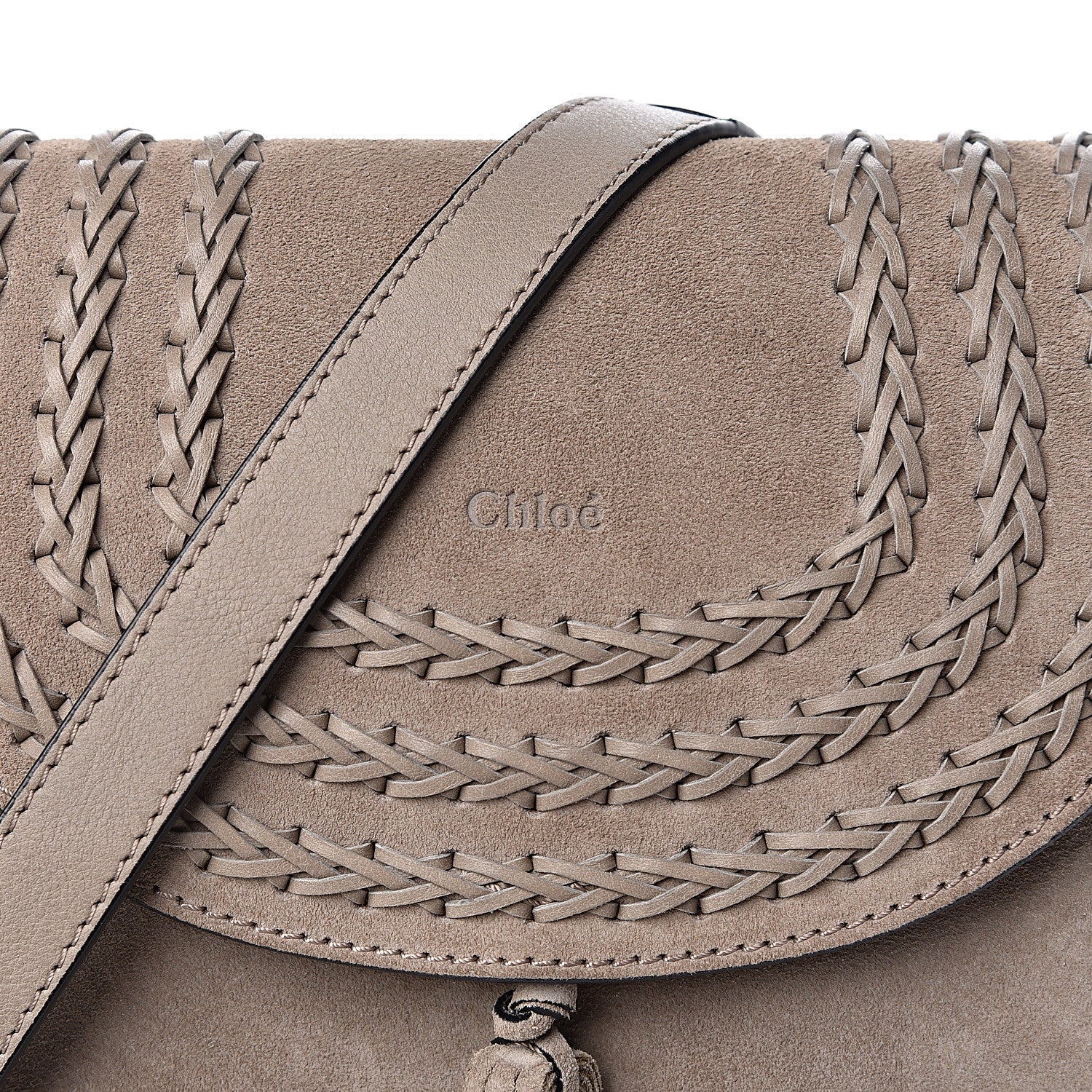 Chloe Suede Braided Small Hudson Shoulder Bag Motty Grey 9 of 9