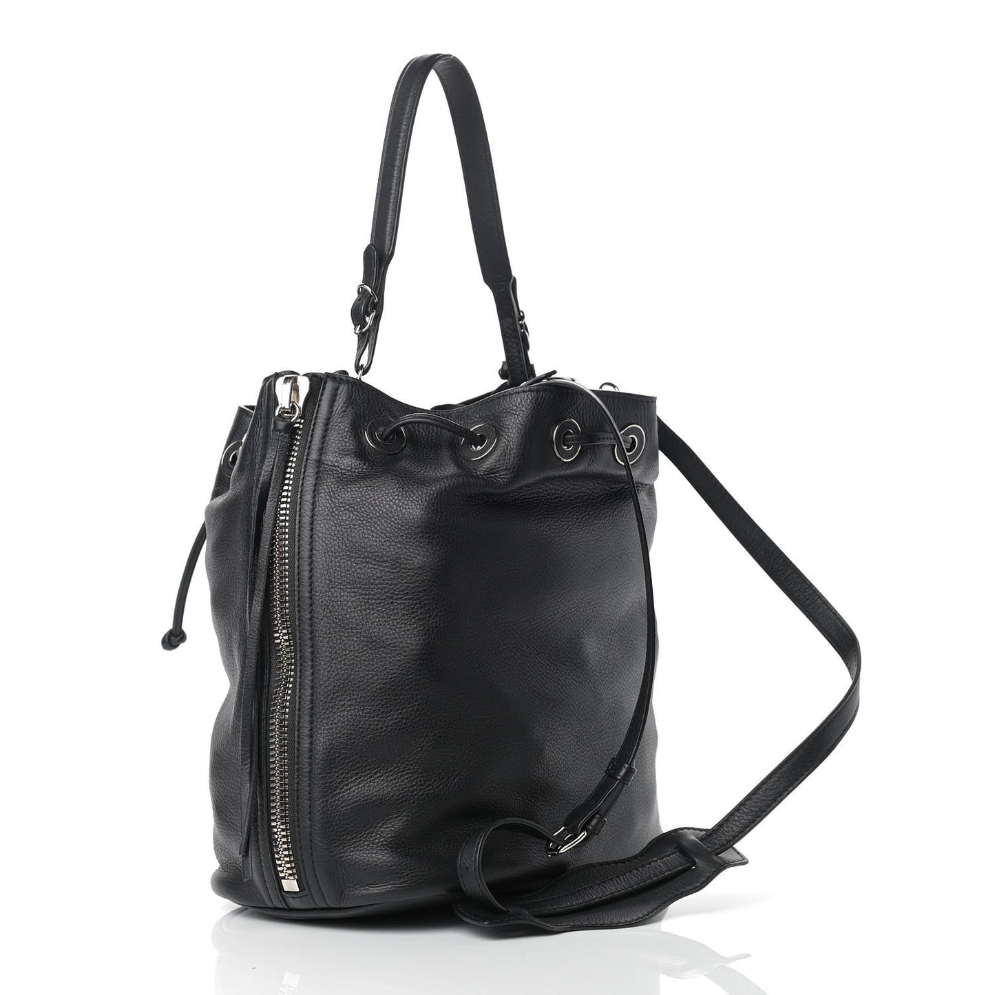 Veau Papier Plate Small Bucket Bag Black