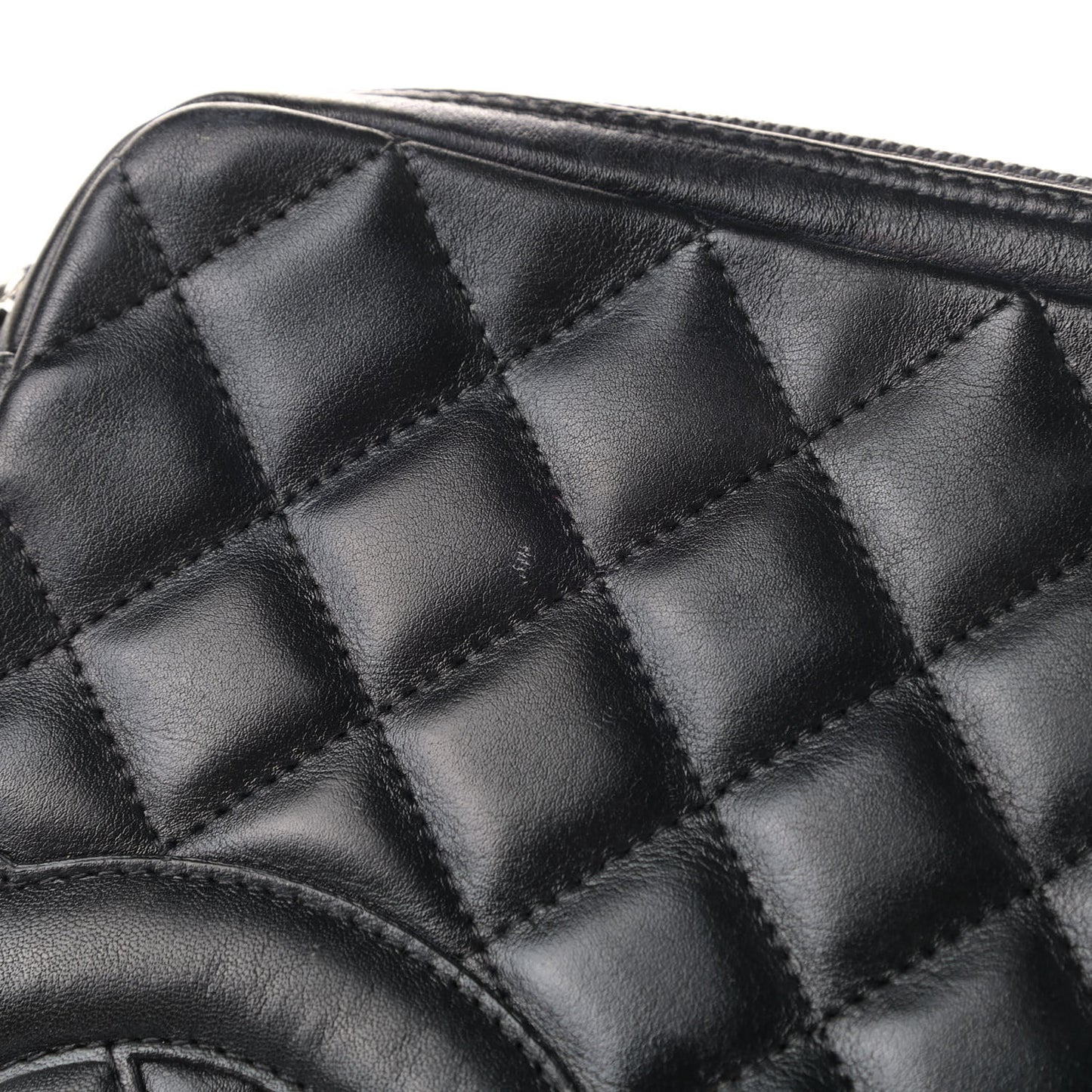 Calfskin Quilted Medium Cambon Messenger Black