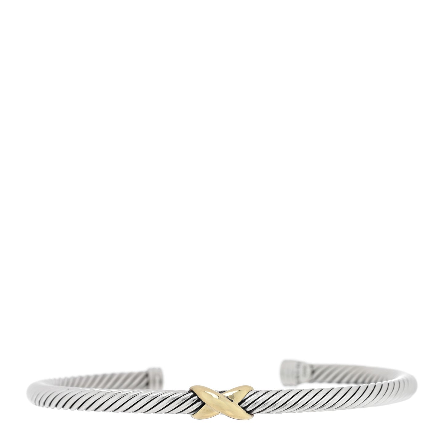 Sterling Silver 14K Yellow Gold 4mm X Station Cable Bracelet