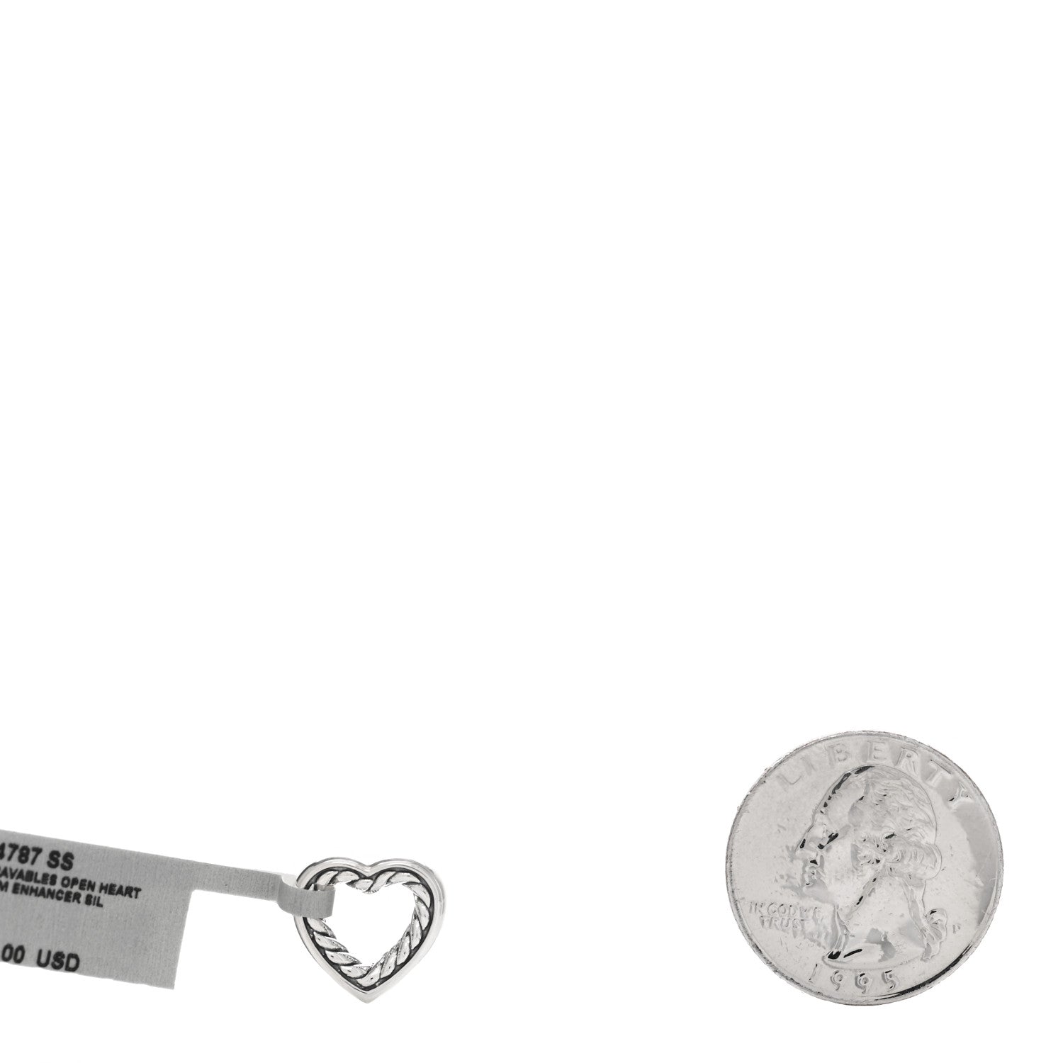 David Yurman Sterling Silver Open Heart Cable Charm Enhancer Pendant 2 of 3