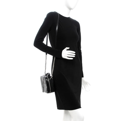 Saint Laurent Calfskin Croc Embossed Monogram Lunch Box Bag Black 2 of 6