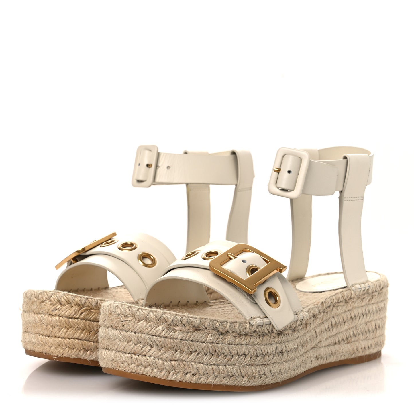 Calfskin D-Dior Espadrille Platform Sandals 40 Off White