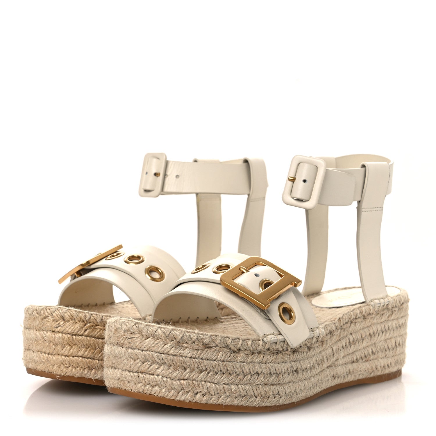 Christian Dior Calfskin D-Dior Espadrille Platform Sandals 40 Off White 4 of 11