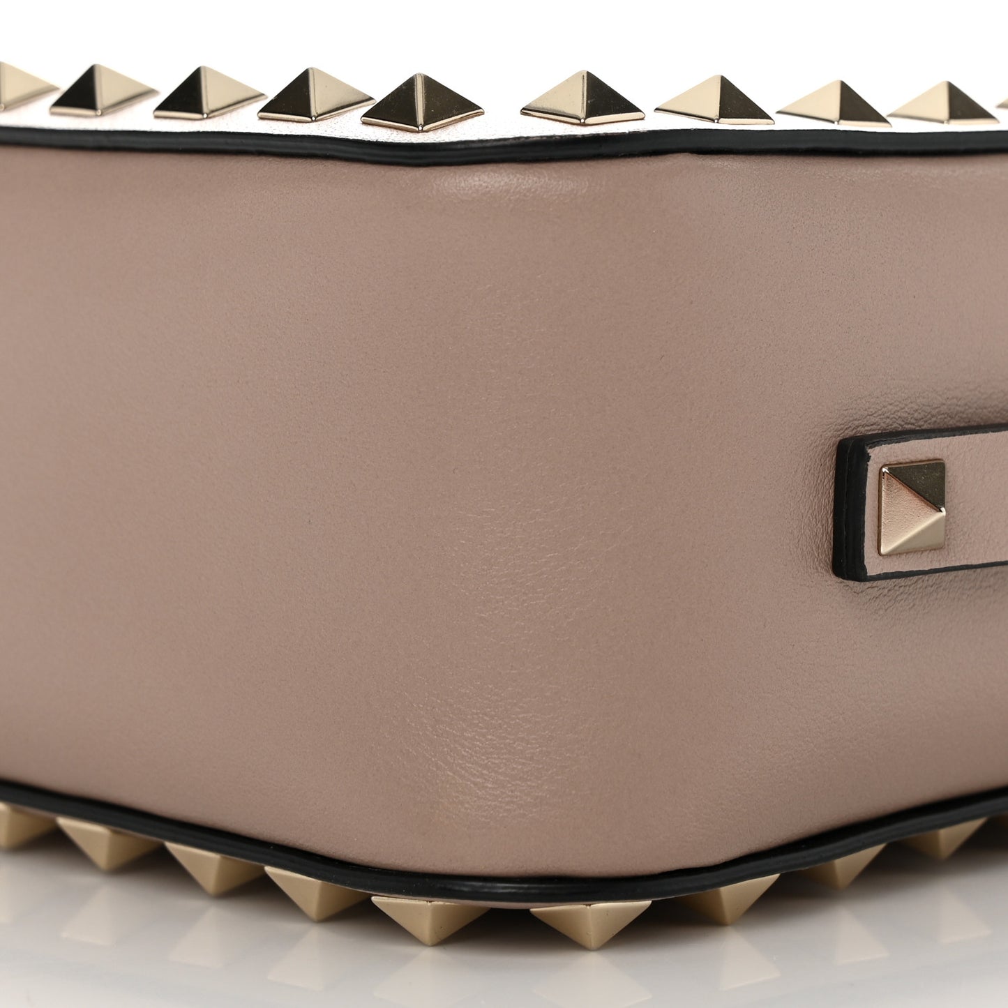 Calfskin Rockstud Camera Crossbody Bag Poudre