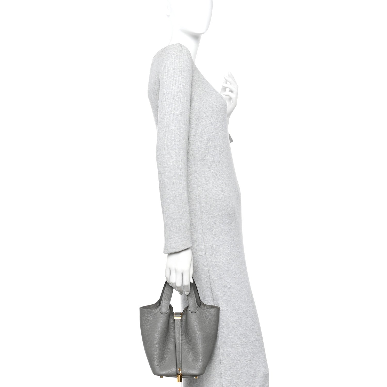 エルメス Hermes Taurillon Clemence Picotin Lock 18 PM Gris Meyer 1863859