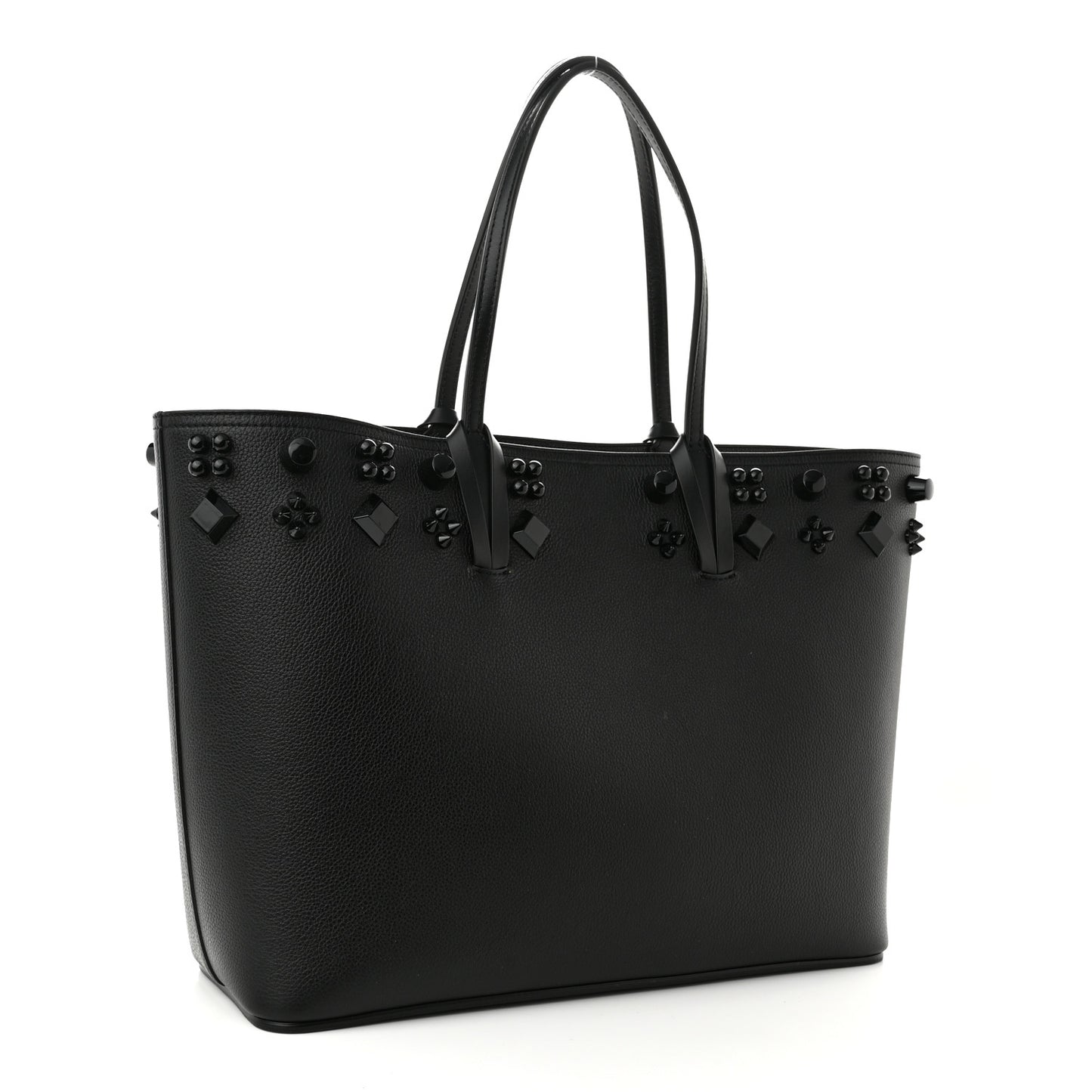 Calfskin Empire Spike Studded East West Cabata Tote Black