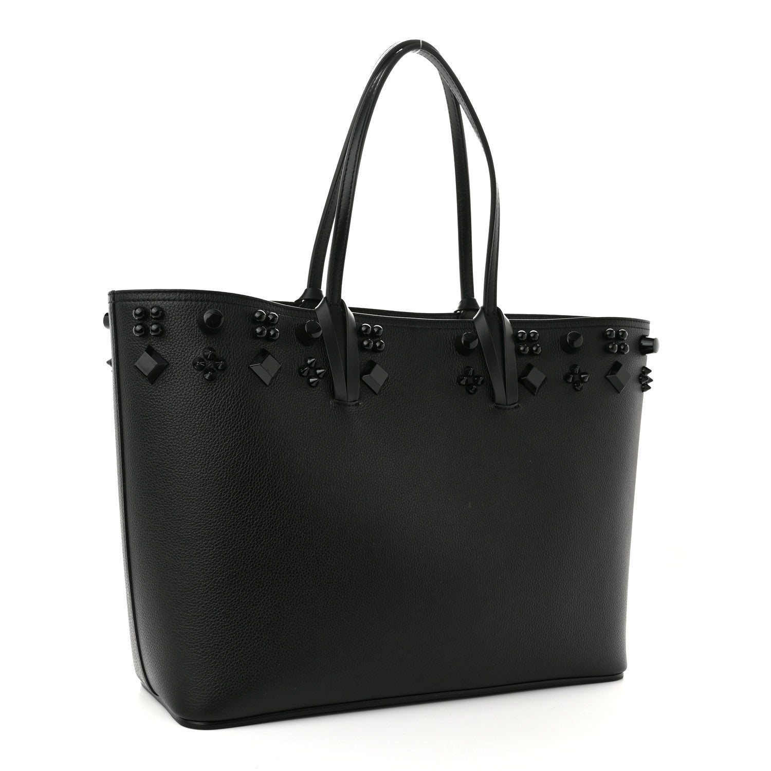 Christian Louboutin Calfskin Empire Spike Studded East West Cabata Tote Black 2 of 9