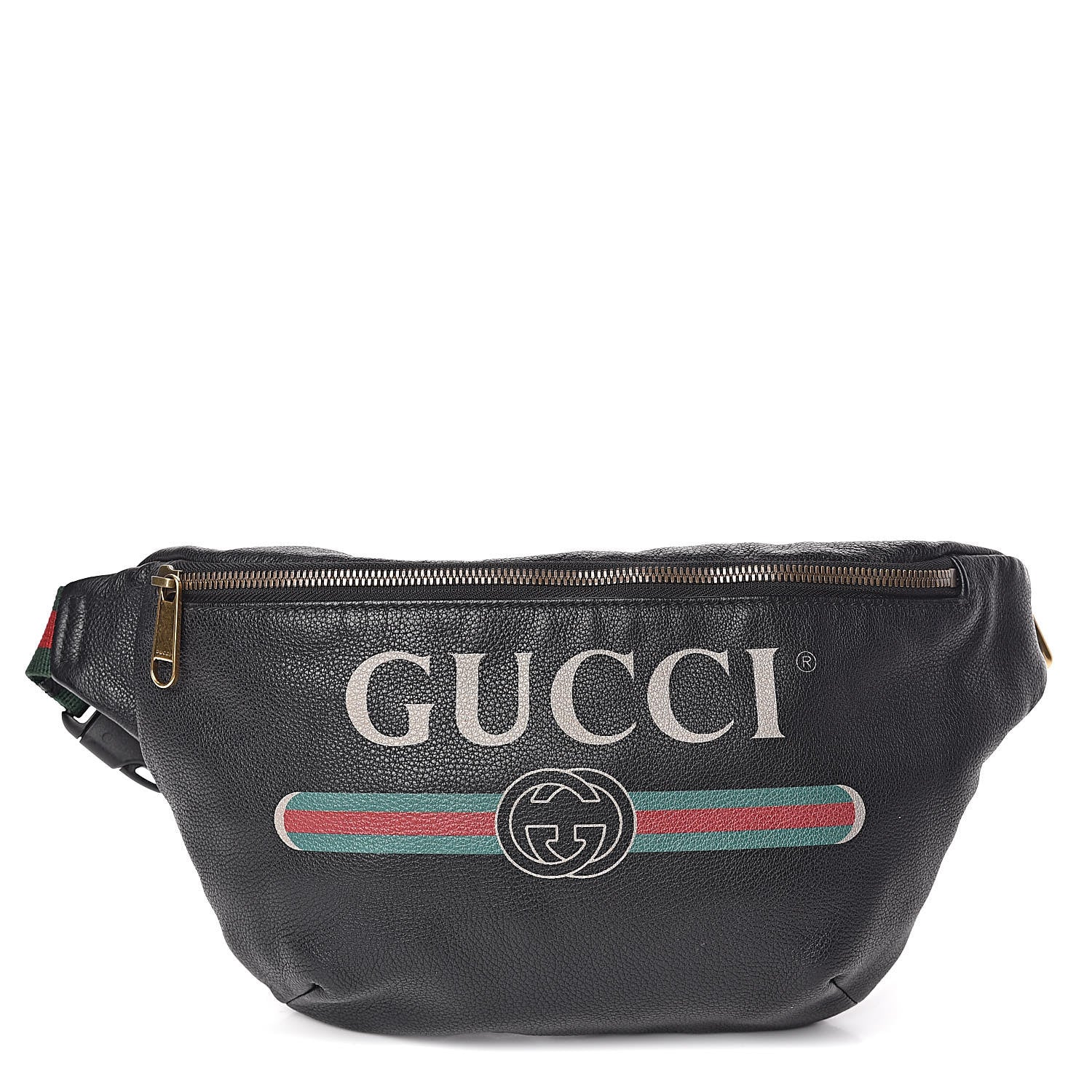 Gucci Grained Calfskin Logo Belt Bag Black 1 of 12