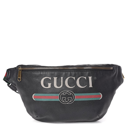 Gucci Grained Calfskin Logo Belt Bag Black 1 of 12