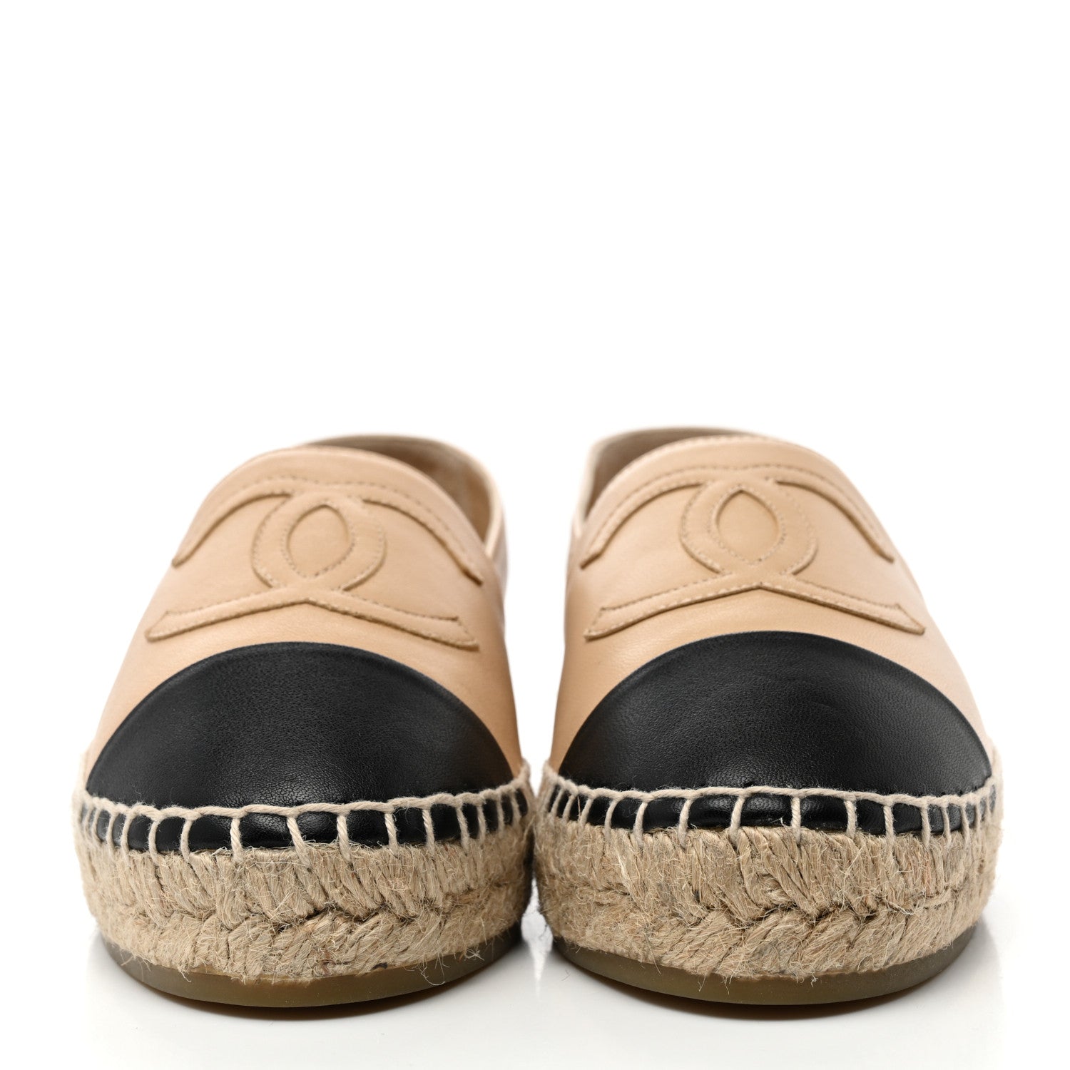 Chanel Lambskin CC Espadrilles 35 Beige Black 2 of 9