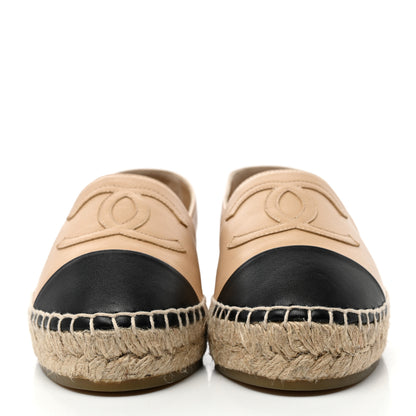 Chanel Lambskin CC Espadrilles 35 Beige Black 2 of 9