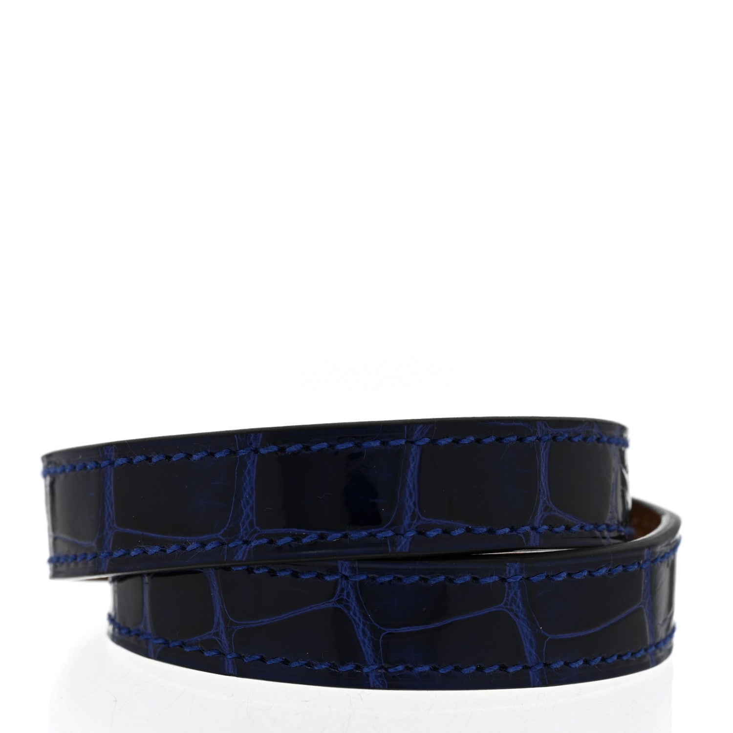 Hermes Shiny Alligator Kelly Double Tour Bracelet S Bleu Electrique 4 of 8