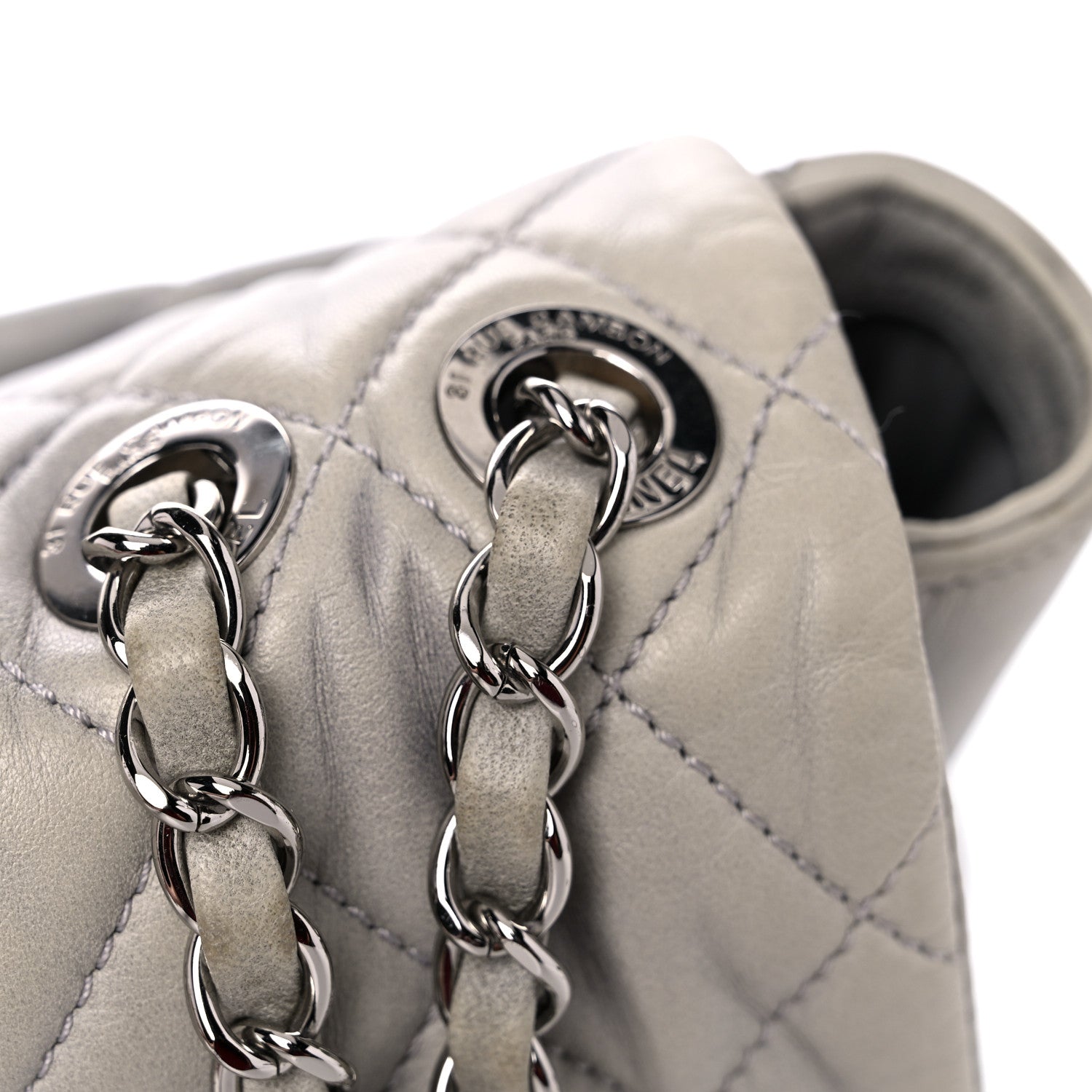 Chanel Lambskin Quilted Jumbo Coco Rain Flap Grey 23 of 26