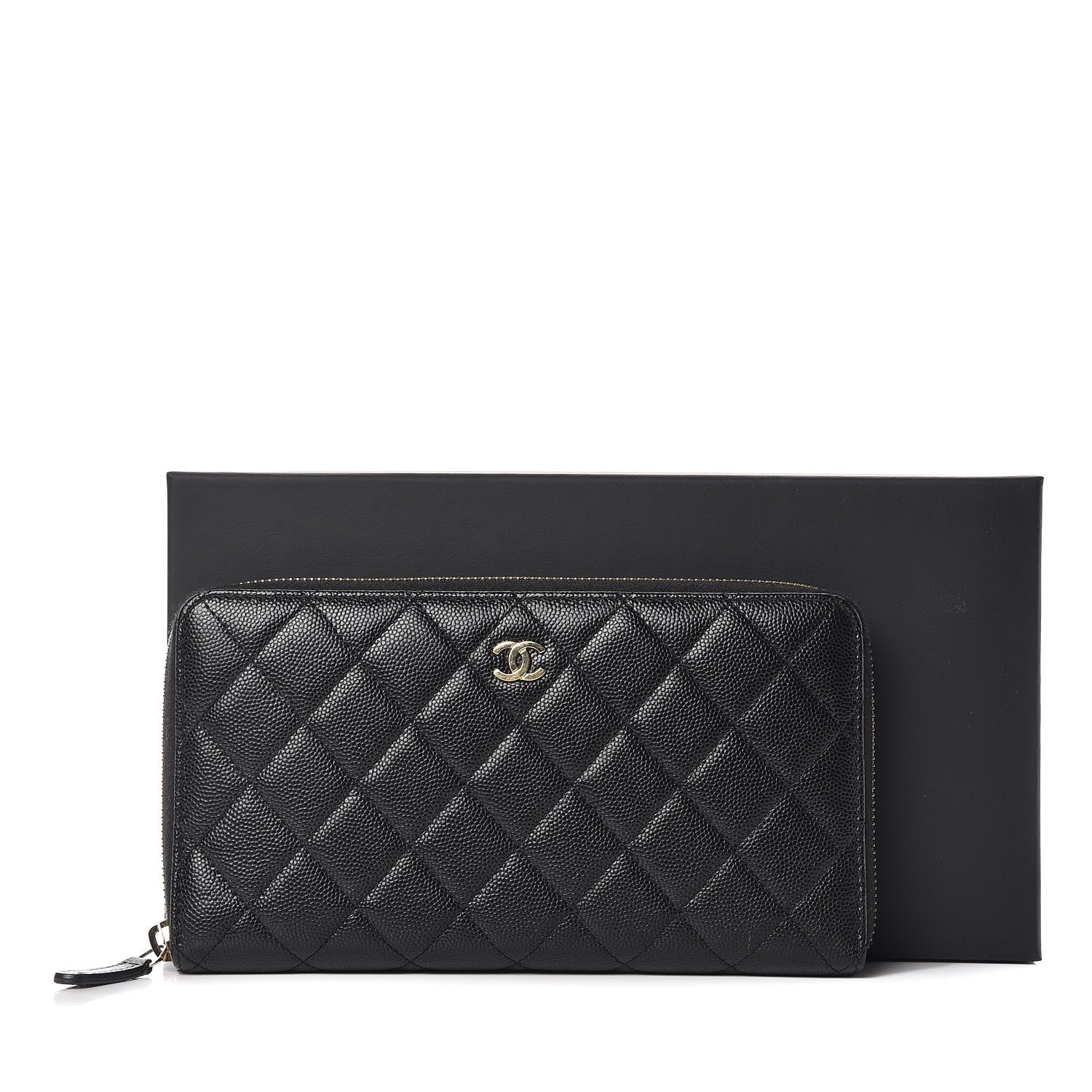 Chanel Caviar Quilted Large Zip Around Organizer Wallet Black 9 of 9