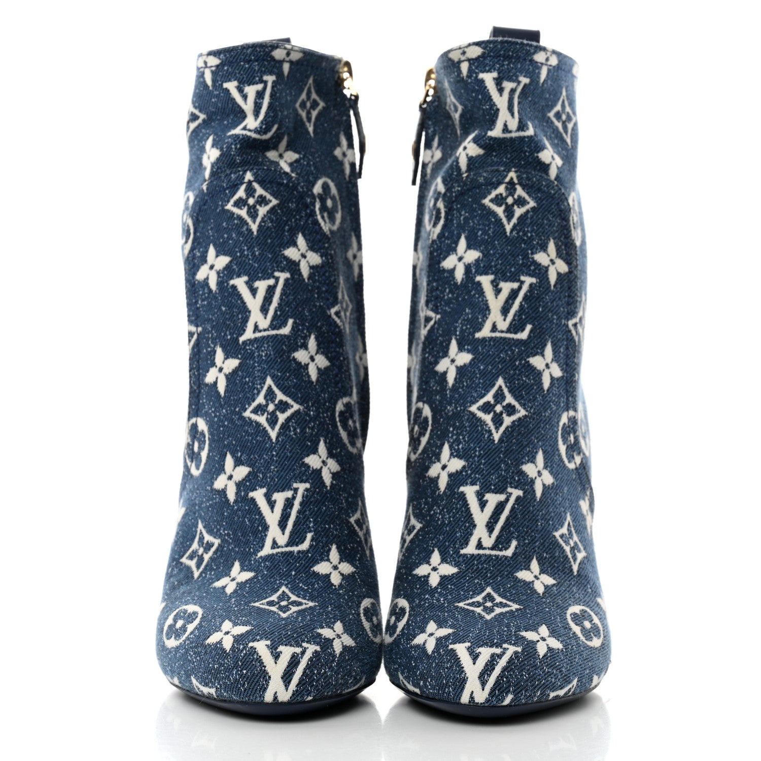 Louis Vuitton Denim Monogram Silhouette Ankle Boots 37 Navy Blue 2 of 9