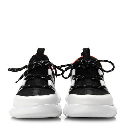 Hermes Technical Canvas Suede Goatskin Womens Duel Sneakers 37 Black White 2 of 8