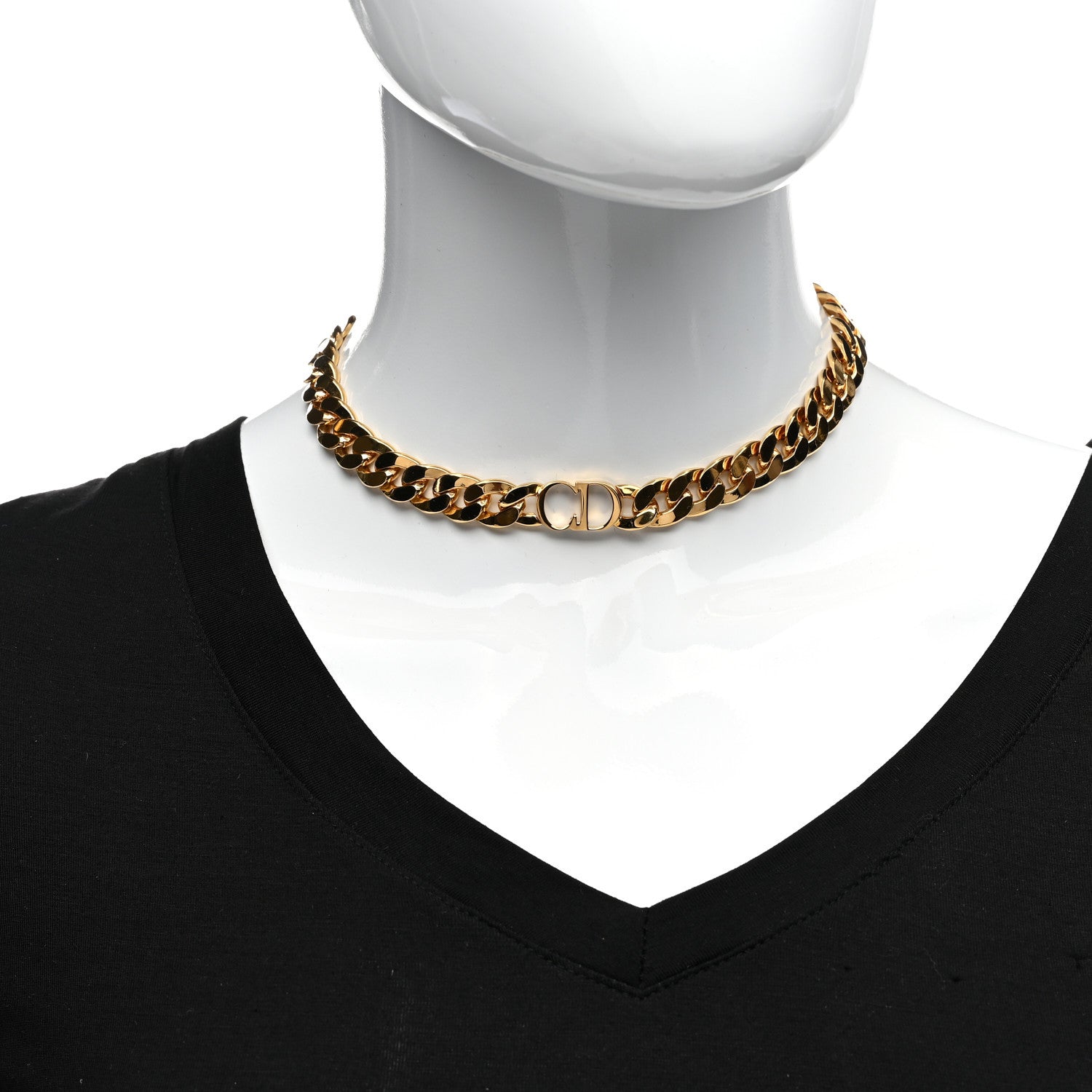 Christian Dior Metal Danseuse Etoile Chain Choker Necklace Gold 2 of 5