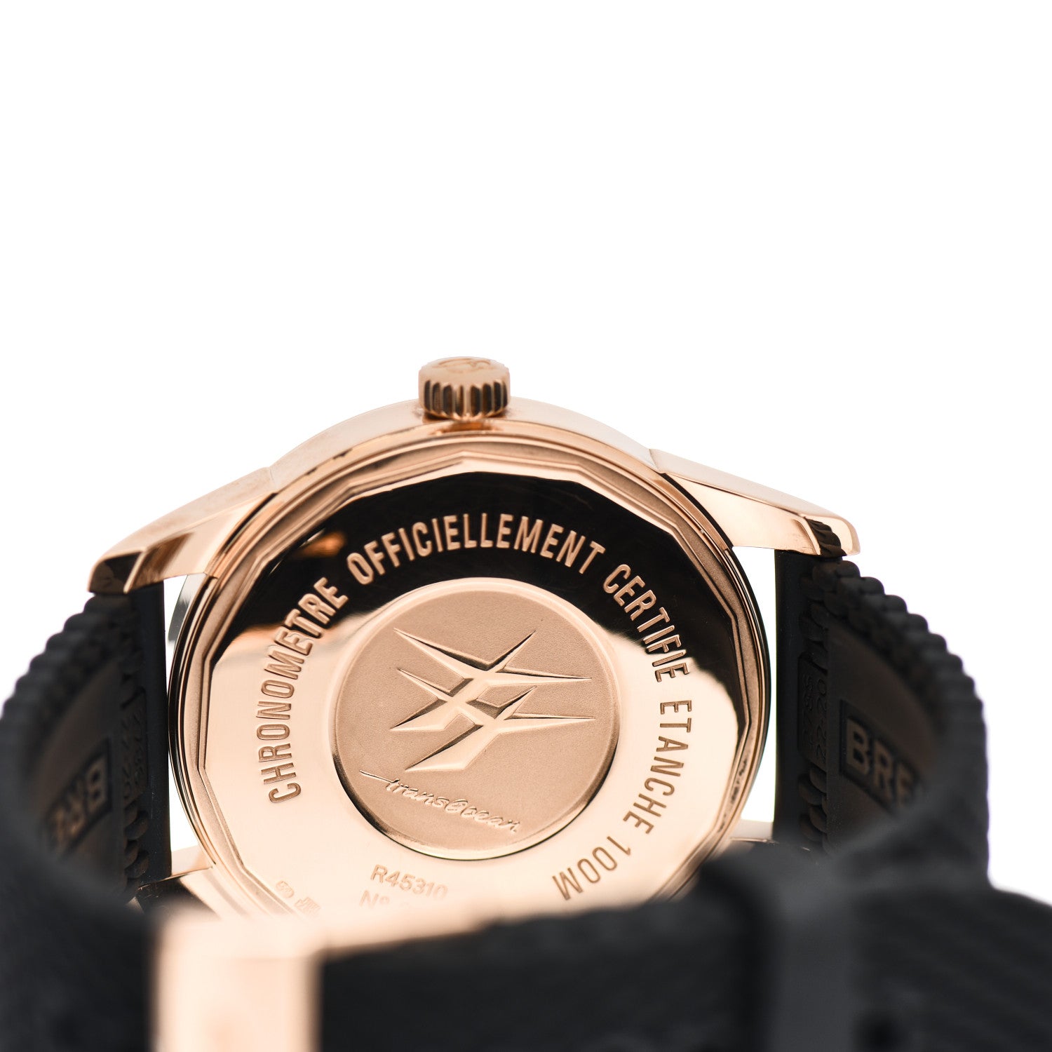 Breitling 18K Rose Gold Rubber 43mm Transocean Automatic Watch Black R4531012 4 of 5