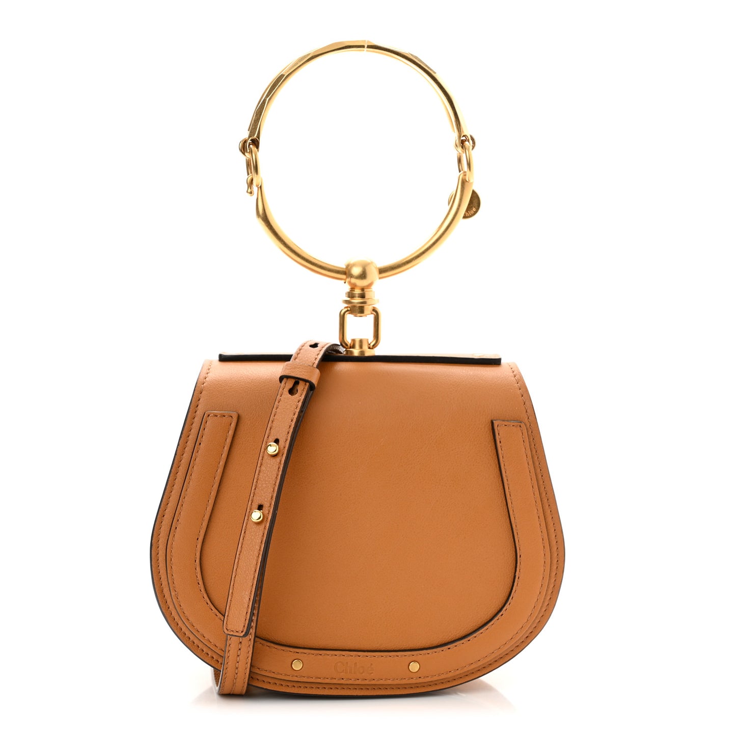 Calfskin Suede Small Nile Bracelet Bag Autumnal Brown