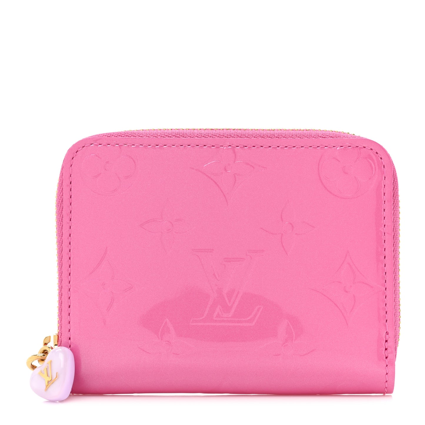 Vernis Enamel Heart Zippy Coin Purse Neon Pink