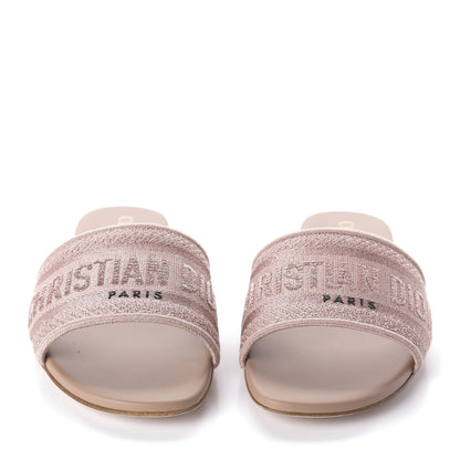 Christian Dior Cotton Embroidered Dway Mules Slide Sandals 37 Rose Des Vents 2 of 9