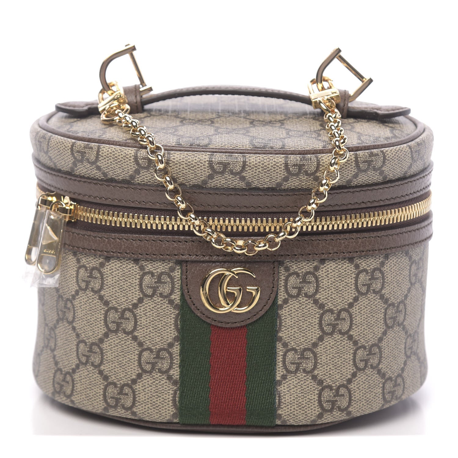 Gucci GG Supreme Monogram Textured Calfskin Web Ophidia Vanity Cosmetic Case Beige Ebony New Acero 1 of 11