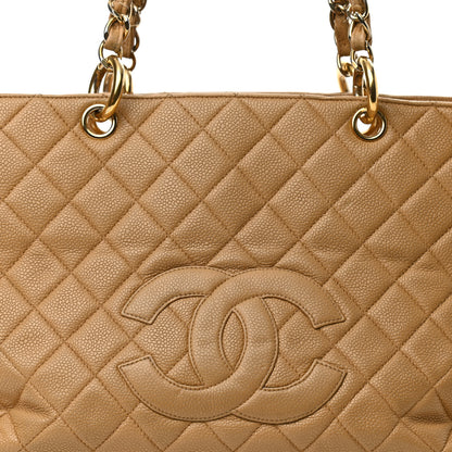 Chanel Caviar Quilted Grand Timeless Tote GTT Beige 8 of 14