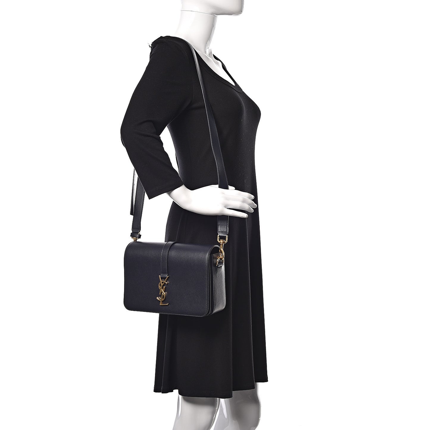 Textured Calfskin Medium Classic Monogram Universite Bag Deep Marine