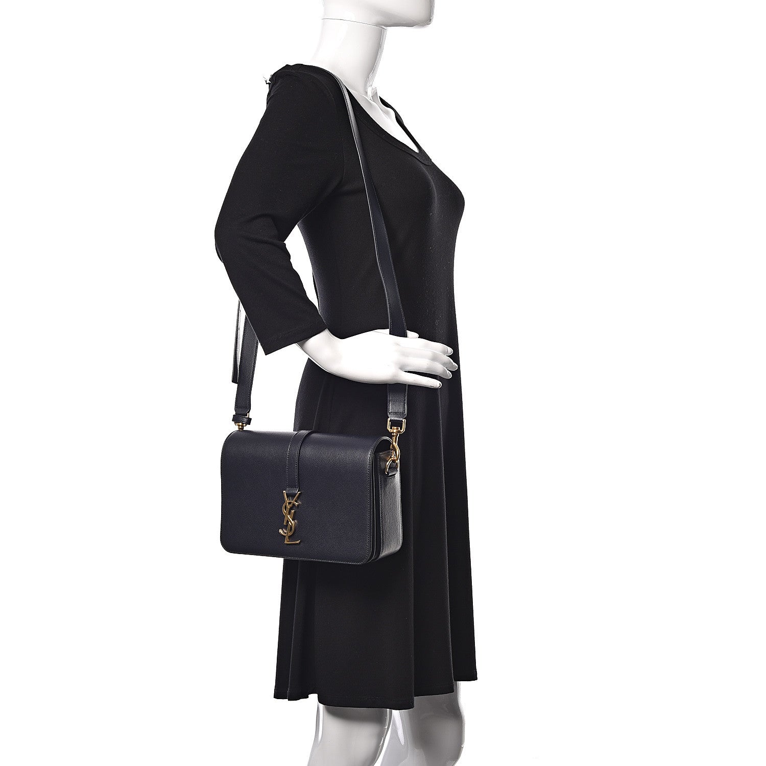 Saint Laurent Textured Calfskin Medium Classic Monogram Universite Bag Deep Marine 2 of 8