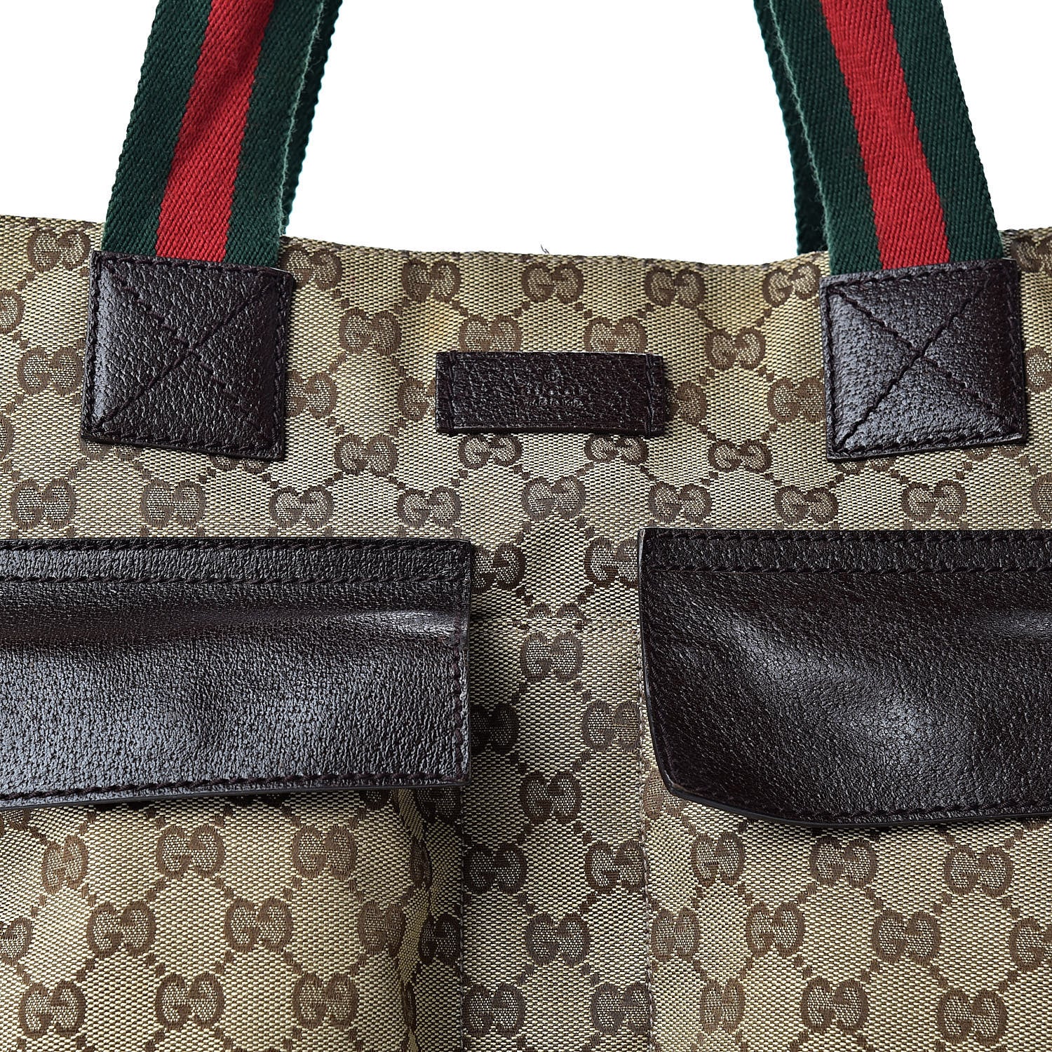 Gucci GG Monogram Medium Web Handle Double Pocket Tote Brown 8 of 16