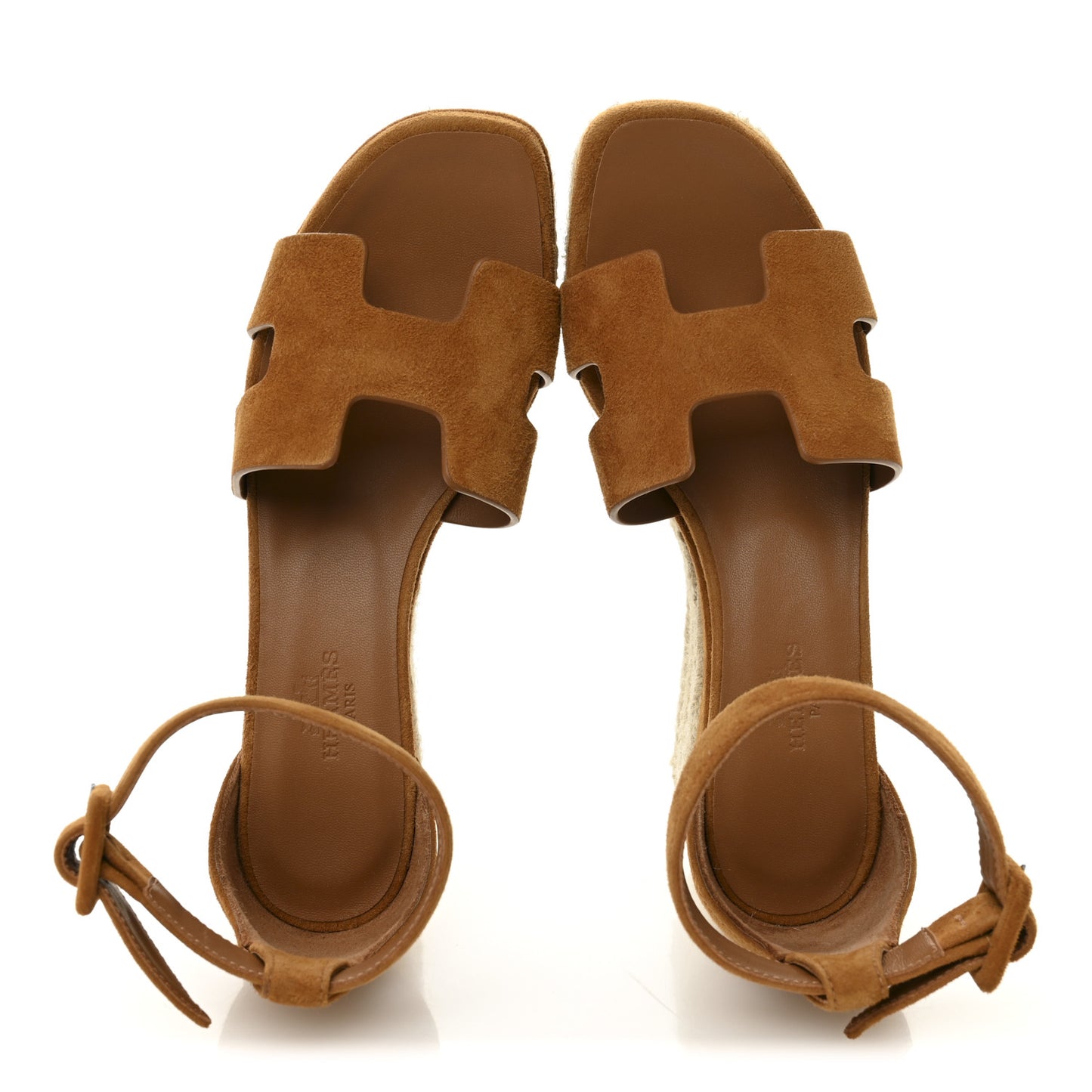 Suede Goatskin Elda Espadrille Wedge Sandals 35 Naturel