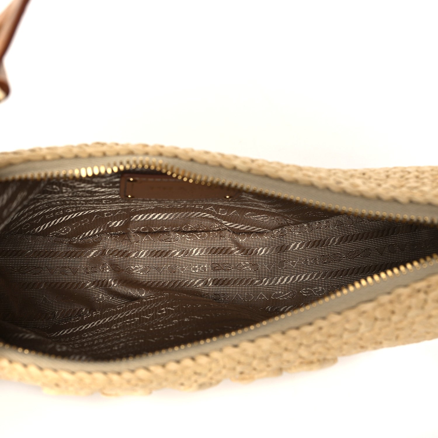 Prada Yarn Raffia Effect Crochet Arque Shoulder Bag Natural 5 of 10