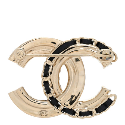 Chanel Lambskin Crystal CC Chain Brooch Black Gold 3 of 4