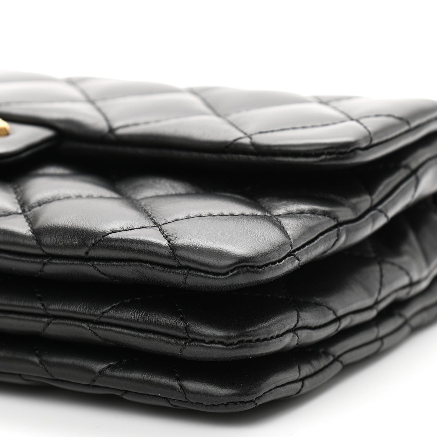 Lambskin Quilted Small Pillow Crush Flap Black