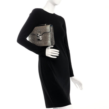 Gucci Lizard Small Lady Lock Briefcase Clutch 2 of 7