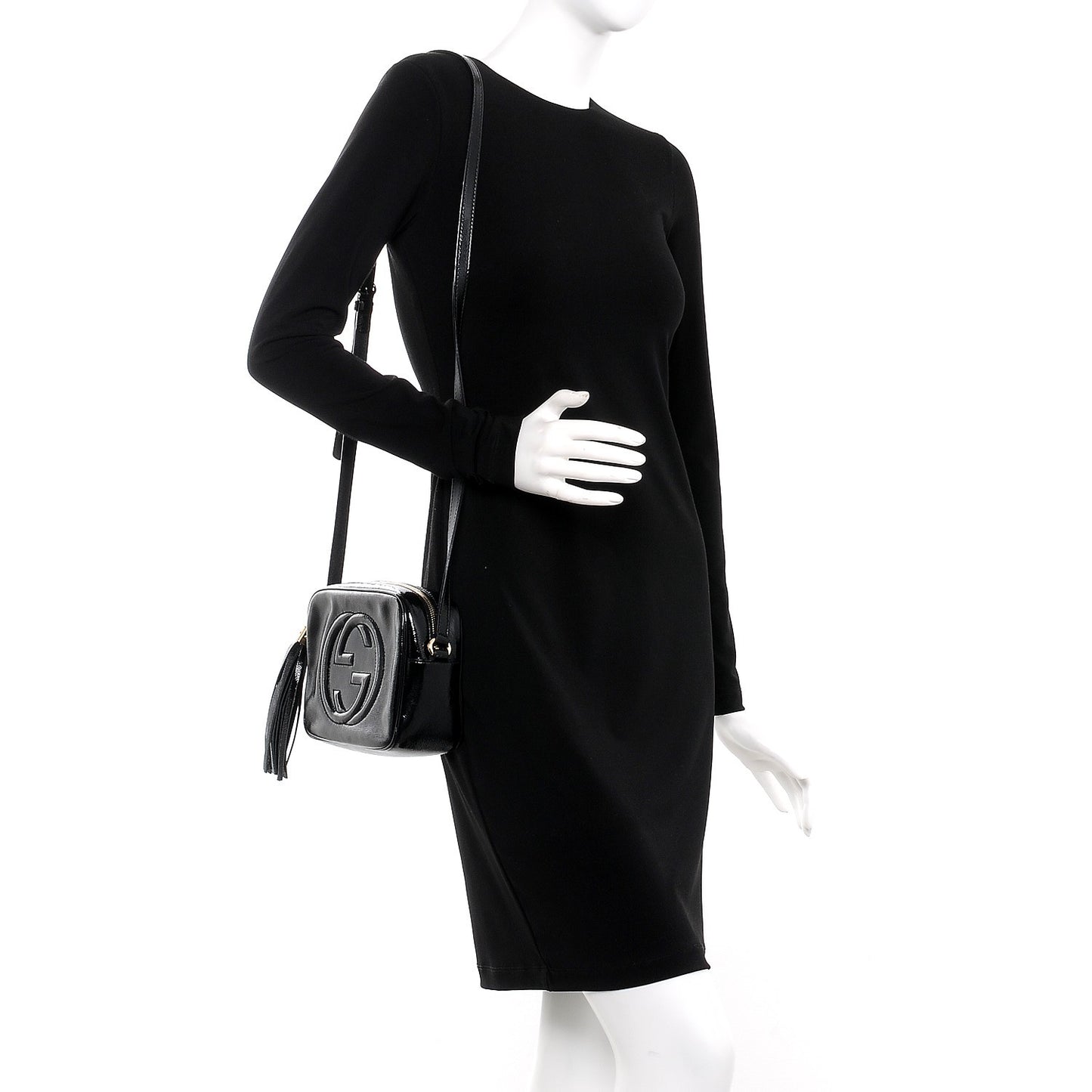 Soft Patent Small Soho Disco Bag Black