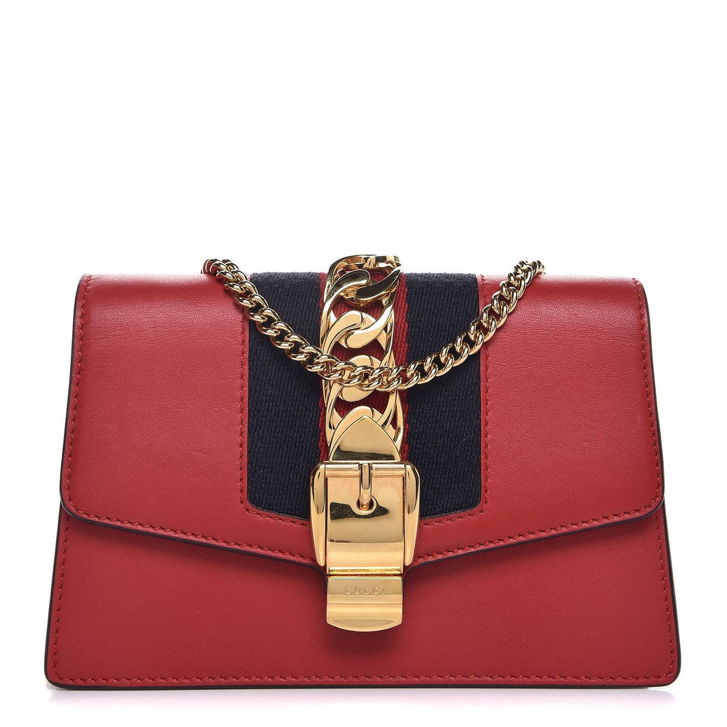 Calfskin Super Mini Sylvie Chain Shoulder Bag Hibiscus Red
