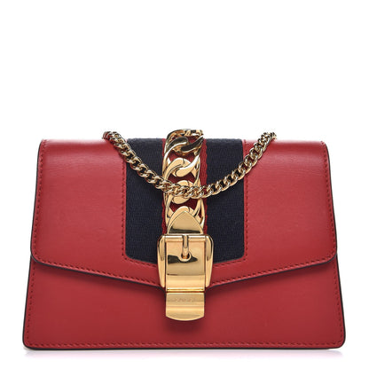 Gucci Calfskin Super Mini Sylvie Chain Shoulder Bag Hibiscus Red 1 of 8