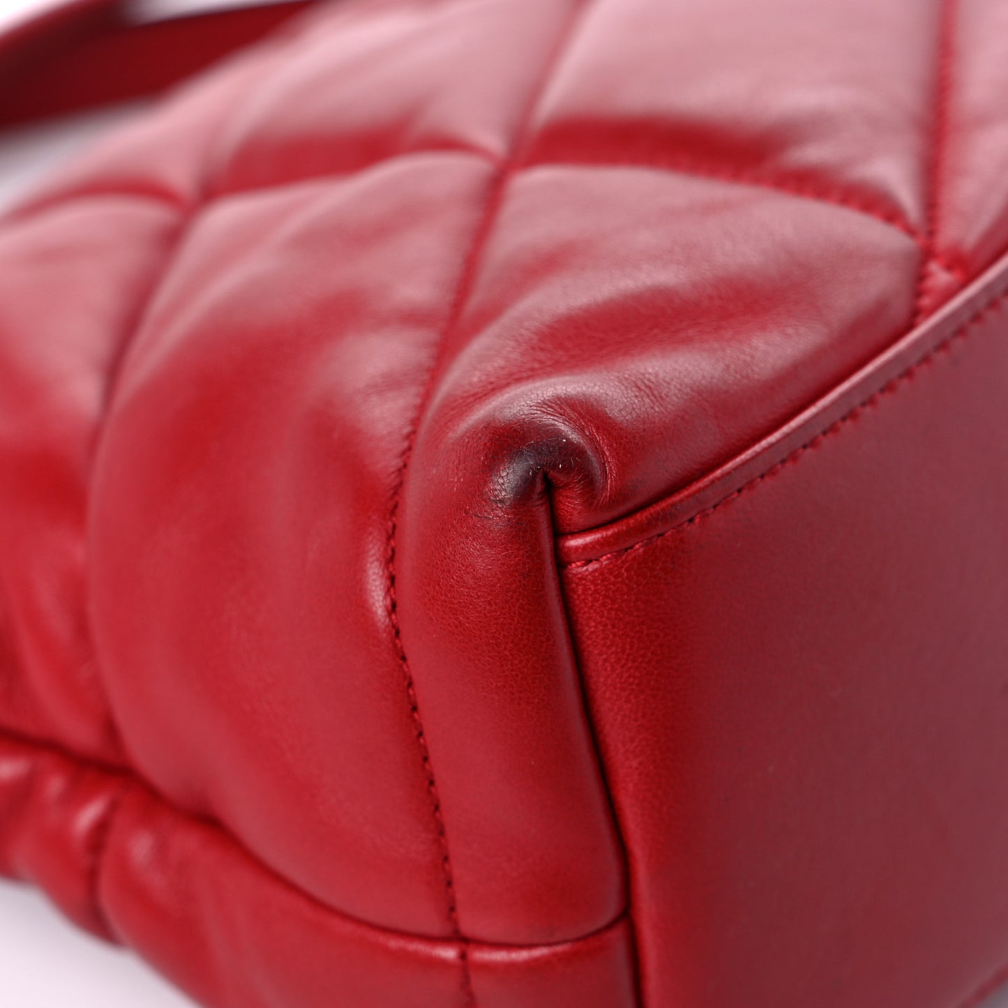 Lambskin Quilted Small Loulou Puffer Monogram Chain Satchel Red