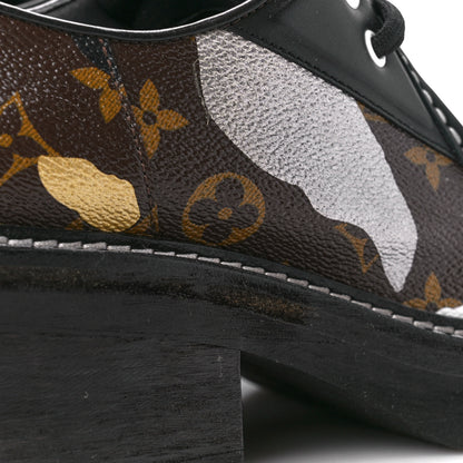 Louis Vuitton X LOL Monogram Calfskin Beaubourg Platform Derby Shoes 39 Gold Silver 12 of 14