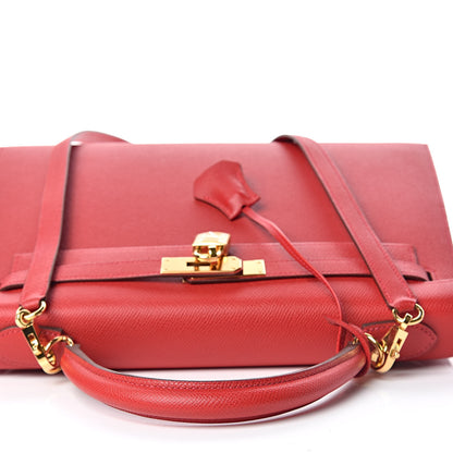 Hermes Epsom Kelly Sellier 32 Rouge Casaque 11 of 35