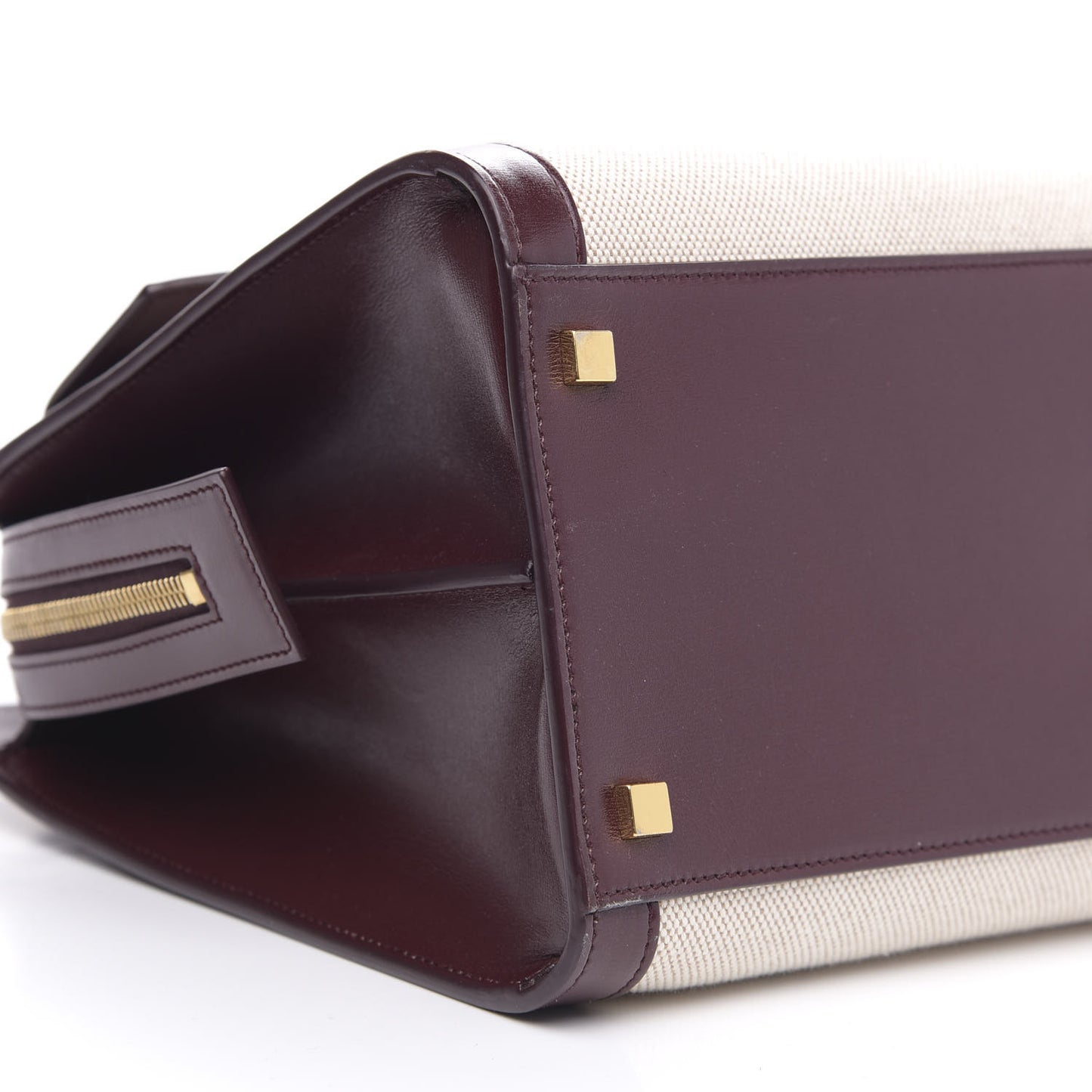 Canvas Calfskin Medium Uptown Tote Dark Beige