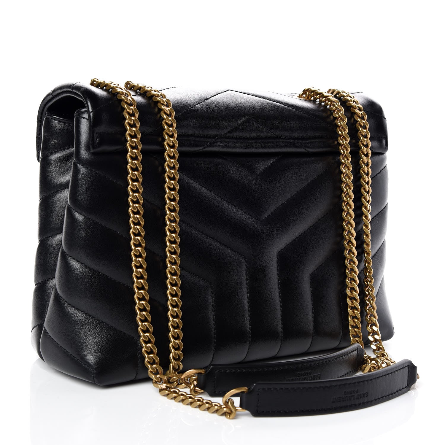 Saint Laurent Calfskin Y Quilted Monogram Small Loulou Chain Satchel Black 3 of 11
