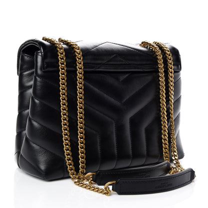 Saint Laurent Calfskin Y Quilted Monogram Small Loulou Chain Satchel Black 3 of 11