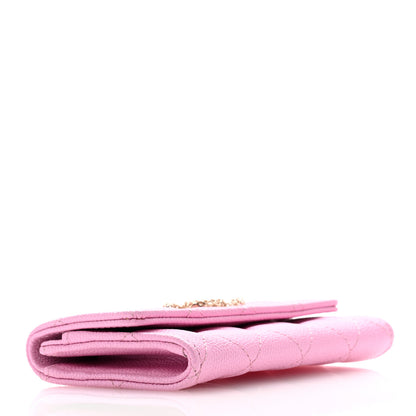 Chanel Caviar Metal Perforated Quilted CC Flap Card Holder Pink Green 4 of 8