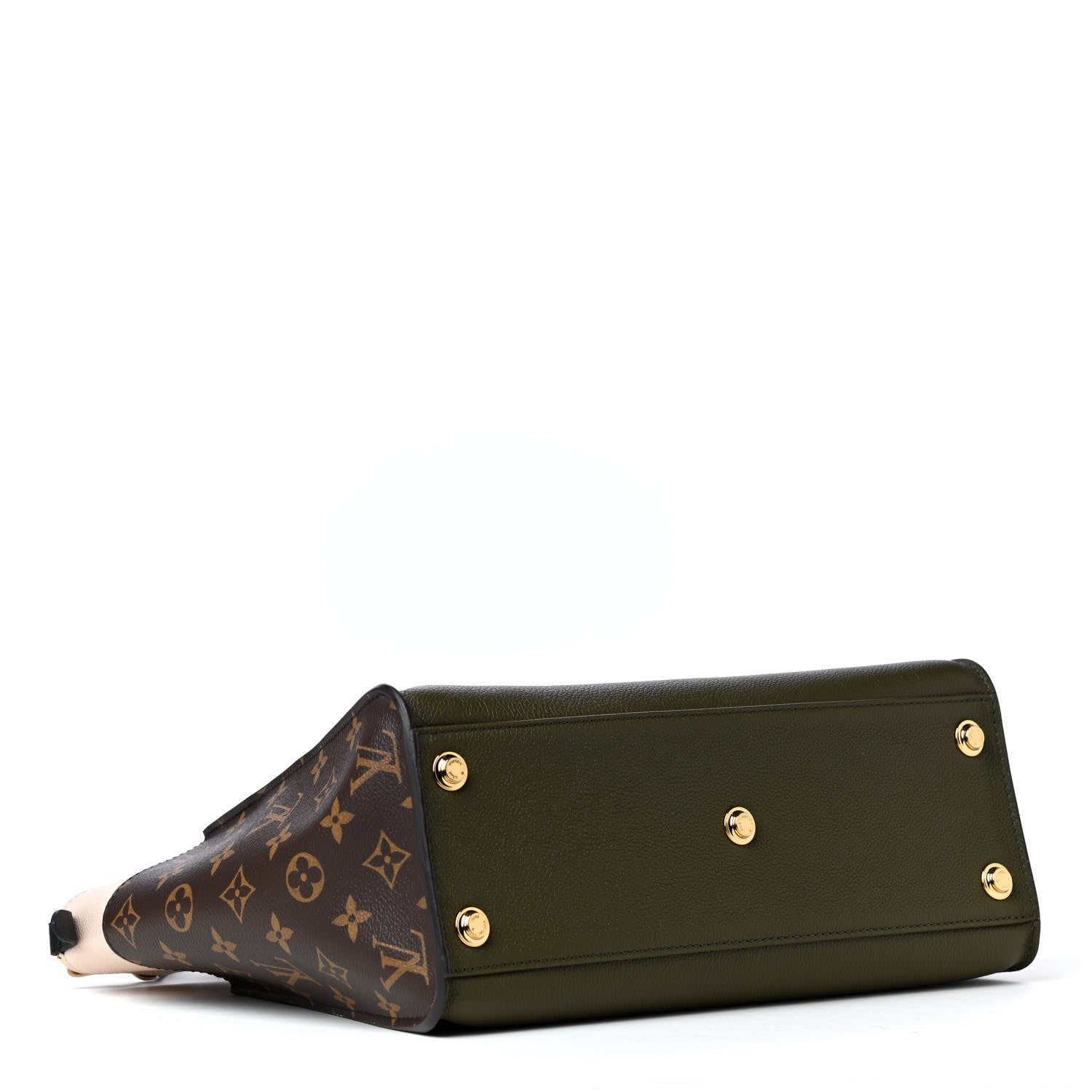 Louis Vuitton Calfskin Monogram On My Side MM Laurier Green Toffee Latte Beige 3 of 4