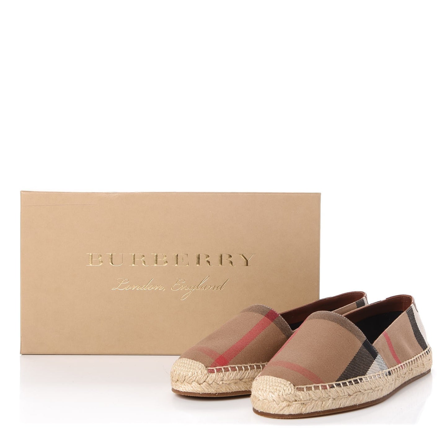 Canvas House Check Hodgeson Espadrille Flats 37 Dark Tan